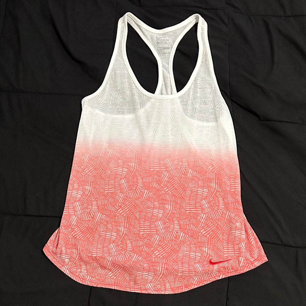 Nike Women's Gradient Orange and White Tank Top